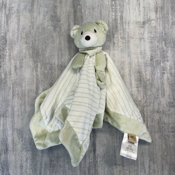 Piccolo Bambino Green Bear Striped Plush Lovey Baby Security Blanket Toy - Picture 1 of 8